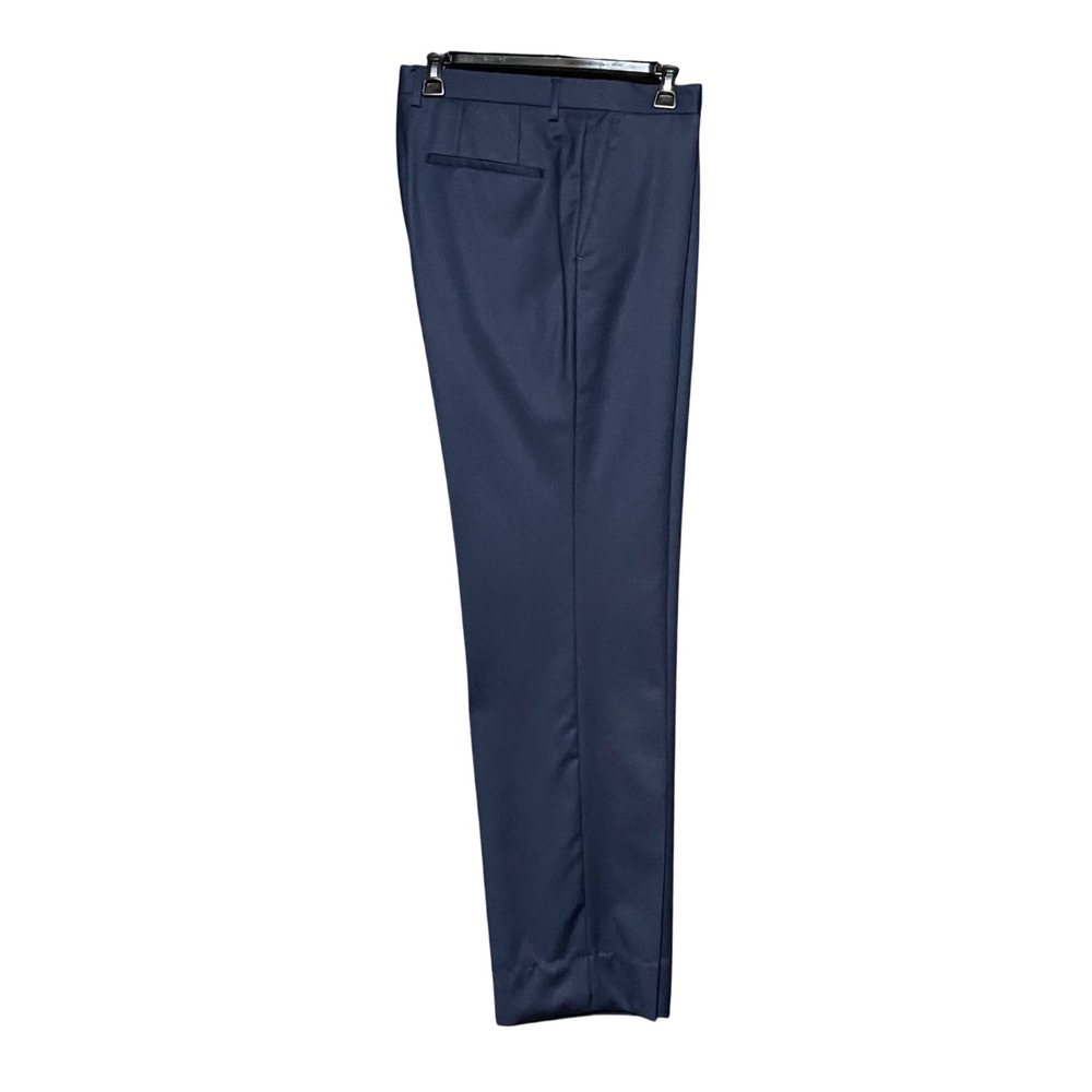 Hugo Boss Mens Navy Blue 100%‎ Virgin Wool Flat Front Dress Pants 36X31 Tailored